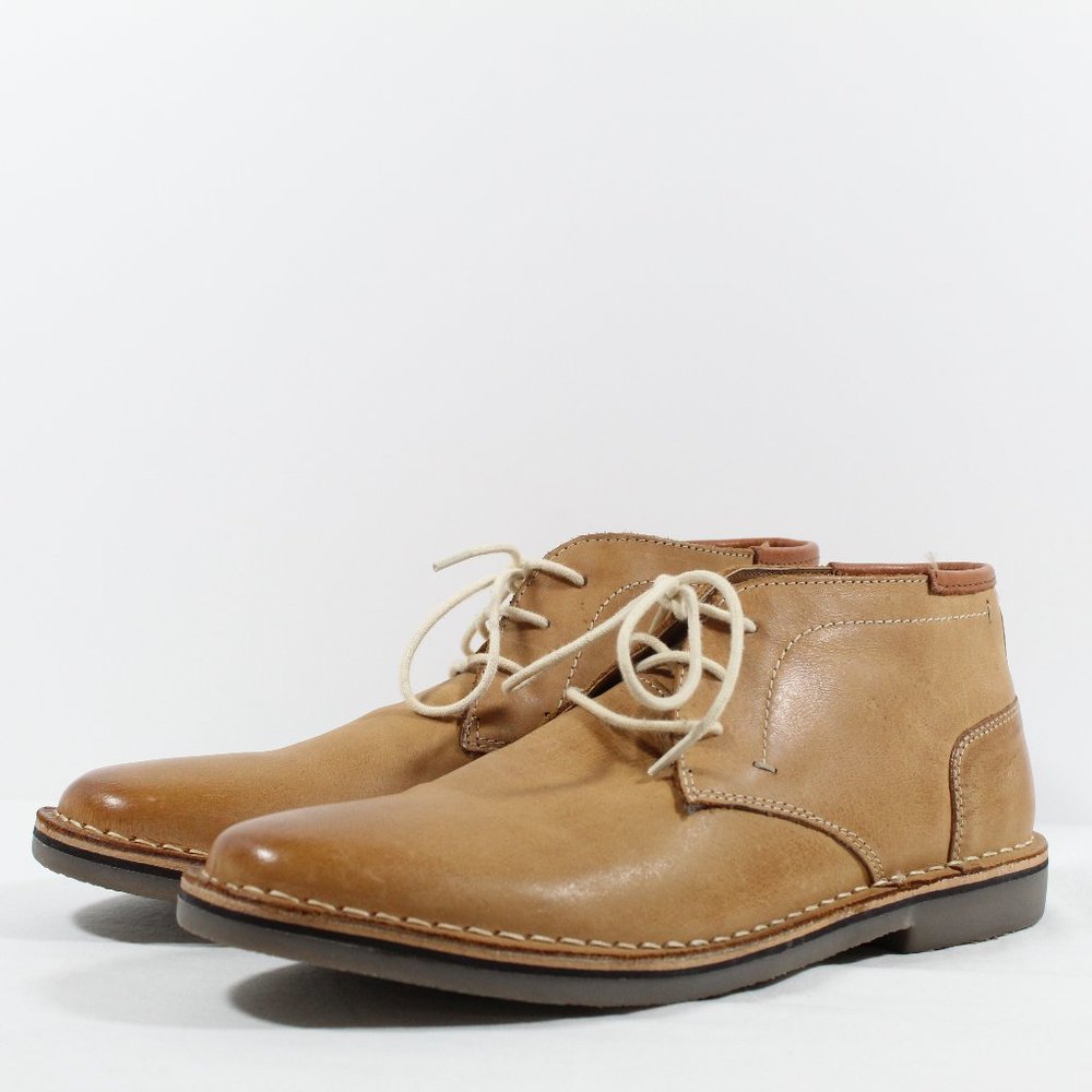 Steve Madden Mens P-Ionic Lace Up Leather Chukka Boots - Tan - Picture 1 of 5